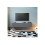 Mueble Mesa TV para Pared Color Antracita-Roble 140x31.5x29.5 cm - 2 Puertas Estilo Moderno.