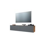 Mueble Mesa TV para Pared Color Antracita-Roble 140x31.5x29.5 cm - 2 Puertas Estilo Moderno.