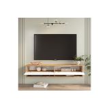 Mueble Mesa TV de Pared Color Blanco-Roble 140x31.6x29.6 cm - 2 Puertas - Estilo Moderno y Funcional.