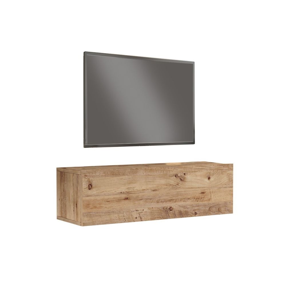 Mueble Mesa TV Moderno con Puerta en Melamina Color Madera 100x31.5x29.6cm - Diseño Elegante para Salón.