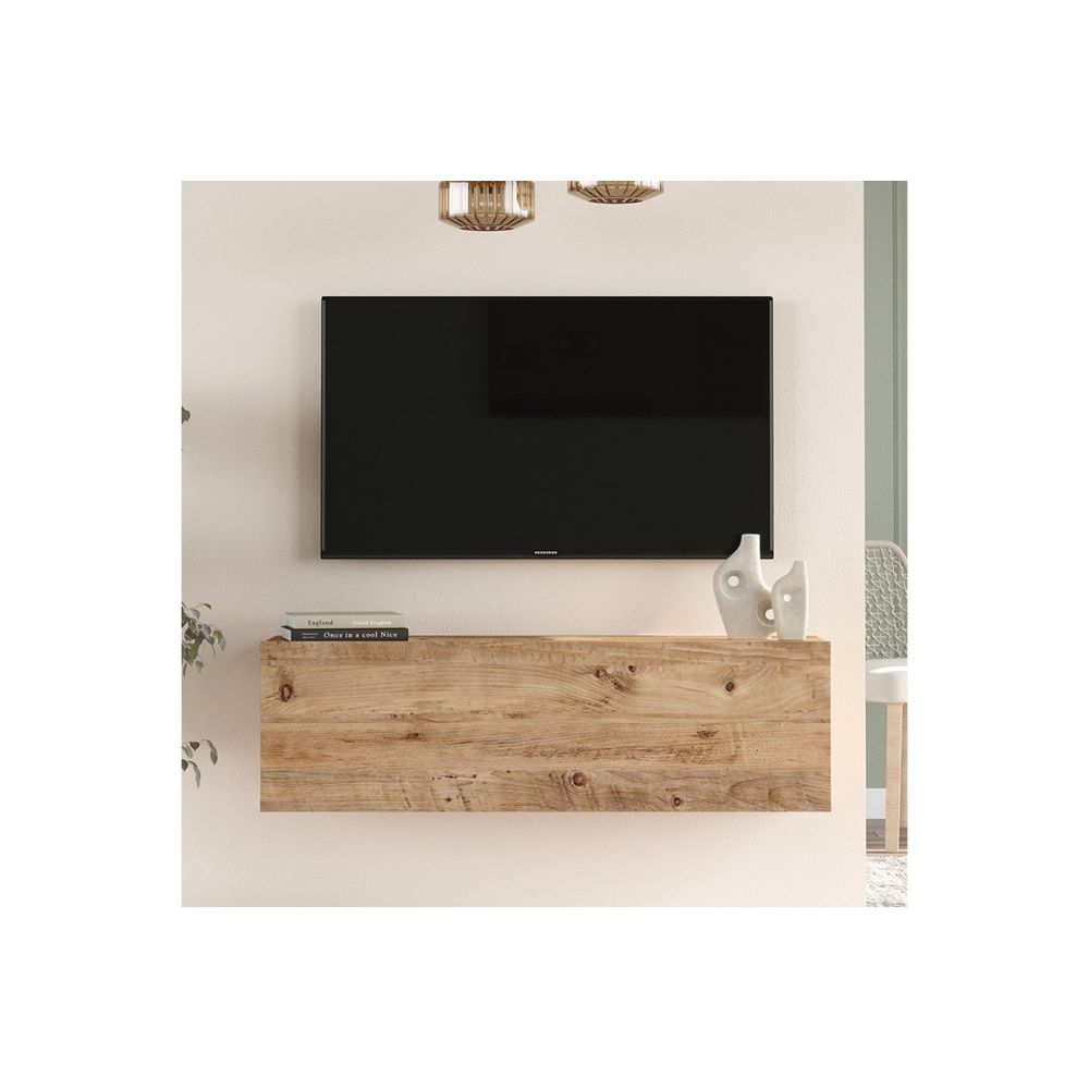 Mueble Mesa TV Moderno con Puerta en Melamina Color Madera 100x31.5x29.6cm - Diseño Elegante para Salón.