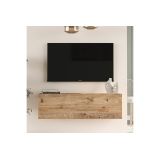 Mueble Mesa TV Moderno con Puerta en Melamina Color Madera 100x31.5x29.6cm - Diseño Elegante para Salón.