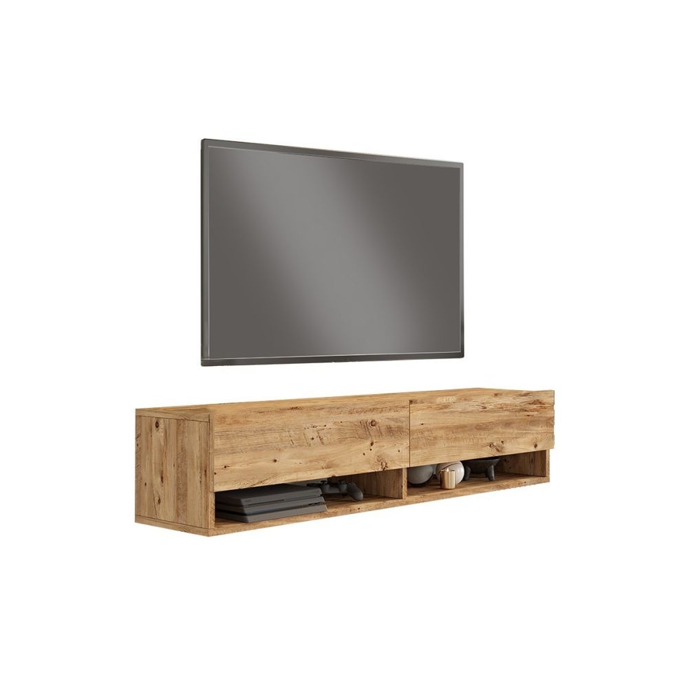 Mueble Mesa TV de Pared Color Roble 140x31.6x29.6 cm - 2 Puertas - Estilo Moderno y Funcional.