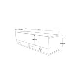 Mueble Mesa TV Moderno con 1 Puerta y Estantes en Melamina Color Cambria y Blanco - 100x31.5x29.6cm