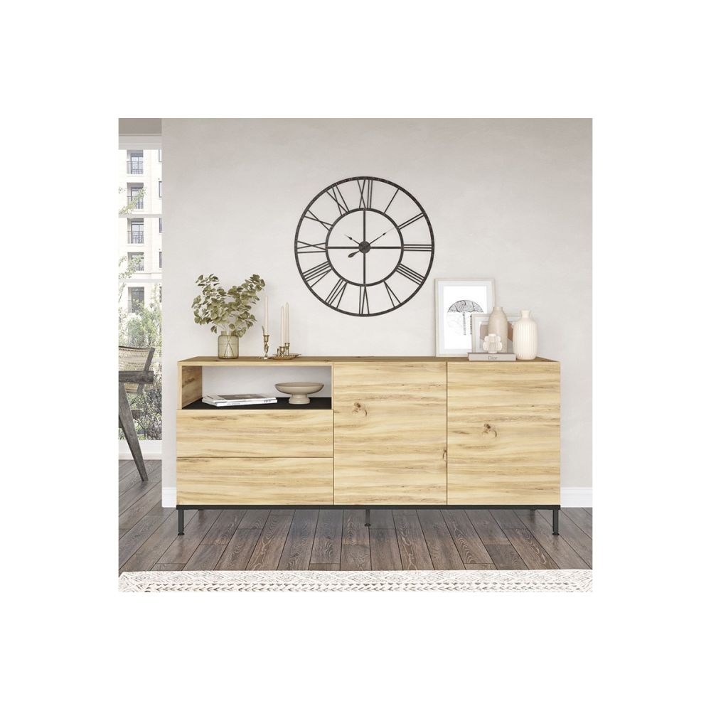 Aparador Color Cambria-Wenge, 170x46.5x75.5 cm, con 2 Puertas y 2 Cajones.