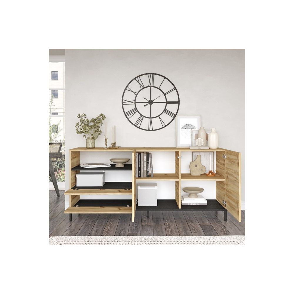Aparador Color Cambria-Wenge, 170x46.5x75.5 cm, con 2 Puertas y 2 Cajones.