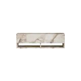 Mueble Mesa TV Moderno con 1 Puerta y Estantes en Melamina Color Mármol Marfil - 100x31.5x29.6cm