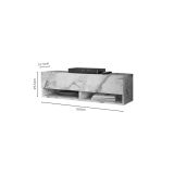 Mueble Mesa TV Moderno con 1 Puerta y Estantes en Melamina Color Mármol Marfil - 100x31.5x29.6cm