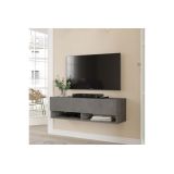 Mueble Mesa TV Moderno con 1 Puerta y Estantes en Melamina Color Gris Antracita - 100x31.5x29.6cm