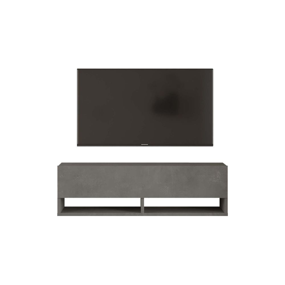Mueble Mesa TV Moderno con 1 Puerta y Estantes en Melamina Color Gris Antracita - 100x31.5x29.6cm