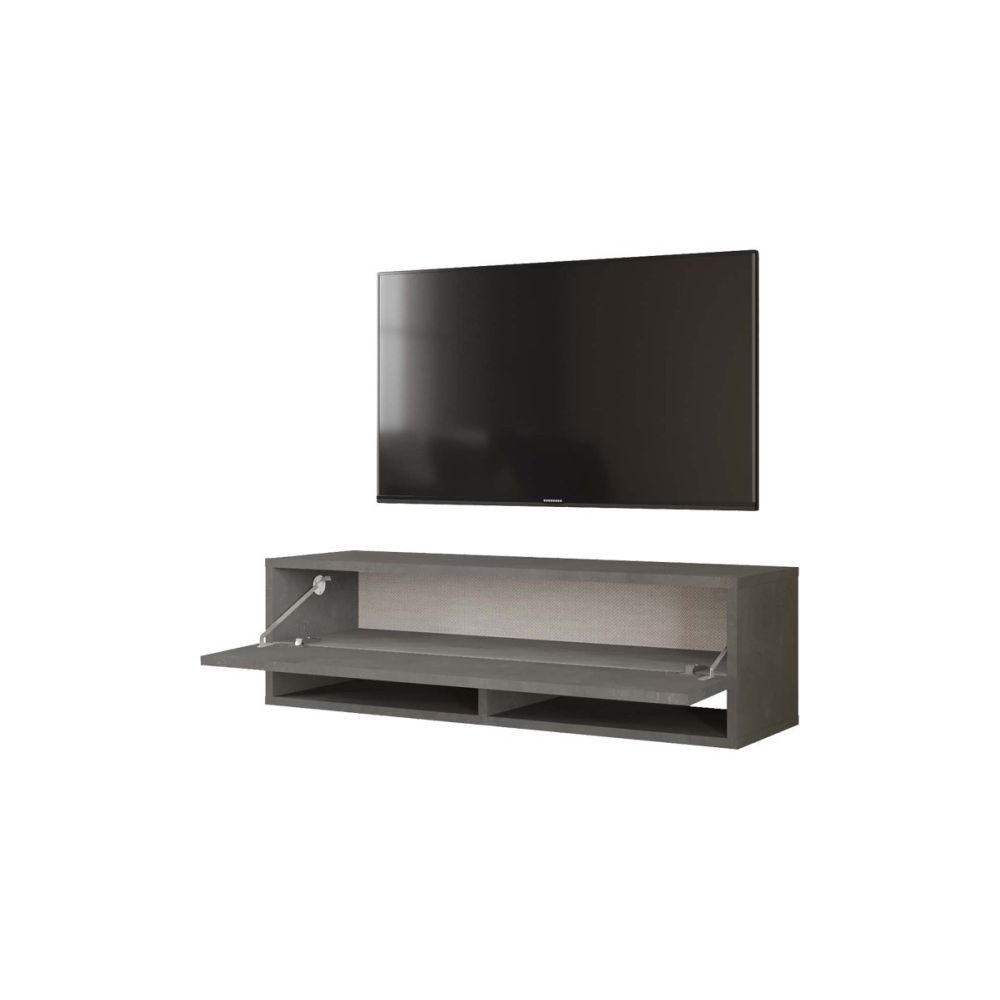 Mueble Mesa TV Moderno con 1 Puerta y Estantes en Melamina Color Gris Antracita - 100x31.5x29.6cm