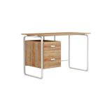 Mesa de Despacho con Cajones, Melamina Blanco-Natural, 120x75x75cm - Diseño Funcional