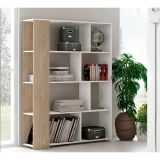 Estantería Decorativa, Librería, Acabado en Roble y Blanco, Medidas: 176 cm (Al) x 129 cm (Anc) x 28 cm (Fon)