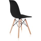 Conjunto Mesa y Sillas Nórdicas: Mesa Negra (80x80x76 cm) + 4 Sillas con Patas de Madera Haya (46,5 x 48 x 82 cm)