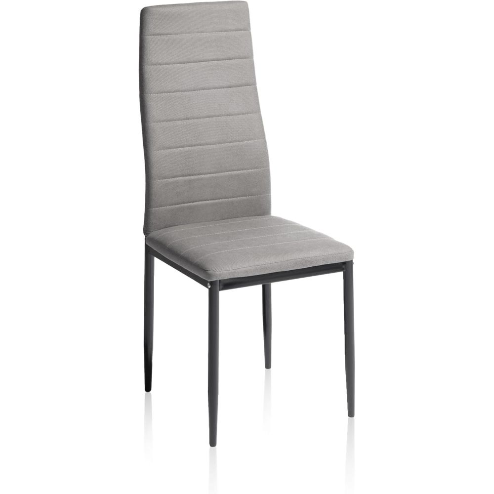 Pack de 6 Sillas Tapizadas para Comedor/Salón – Marengo y Patas Negras en Aluminio, Dimensiones: 40 cm x 42 cm x 96 Cm