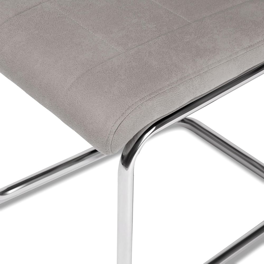 Pack de 4 Sillas Tapizadas para Salón – Acabado Marengo con Patas Cromadas de Aluminio, Medidas: 42,5 cm x 52 cm x 99 cm