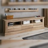 Mueble Mesa TV,Mesa de televisión 3 Puertas y 3 Estantes, Acabado en Color Cañón, Patas de Madera,180 cm Lar x 56,6 cm Al x 41,8