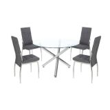 Mesa de Comedor Redonda | Tapa de Cristal y Pata Cromada | Diámetro 110 cm.