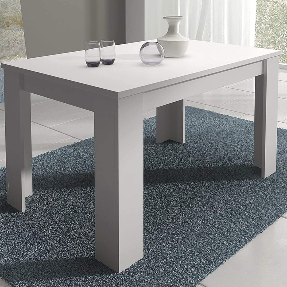 Mesa de Comedor Extensible, Mesa Salón, Robusta, Color Blanco, 138-198 cm (Largo) x 88 cm (Ancho) x 76 cm (Alto)
