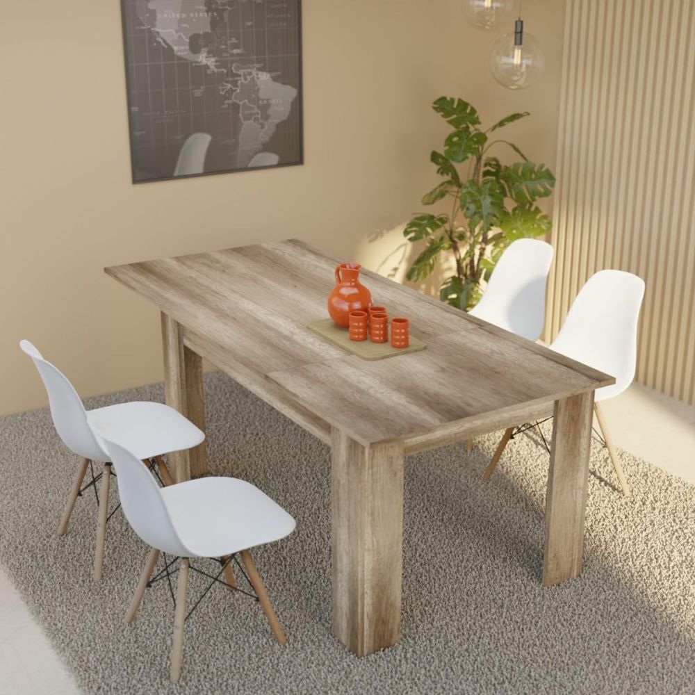 Mesa de Comedor Extensible, Mesa Salón, Robusta, Color Cañón, 138-198 cm (Largo) x 88 cm (Ancho) x 76 cm (Alto)