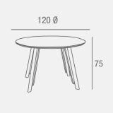 Mesa de Comedor Fija Redonda | Imitación Mármol con Pata Metálica | Diámetro 120 cm x Alto 75 cm