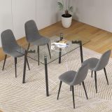 Mesa de Cristal Fija para Comedor - Patas Negras de Metal | Alta Calidad y Estilo Versátil | 140x80 x 75 cm