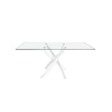 Mesa de Comedor Fija | Tapa de Cristal y Patas Metálicas | Medidas: 140 x 90 x 76 cm (Largo x Ancho x Alto)