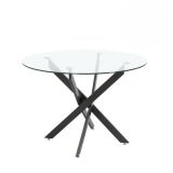 Mesa Redonda con Tapa de Cristal y Estructura Metálica Pata En Color Negro | Medidas: 110 x 73 cm