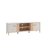 Mueble Mesa TV en Melamina Color Cashmere y Roble Artisan con 2 Puertas - Medidas 163,5x40x52 cm