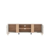 Mueble Mesa TV en Melamina Color Cashmere y Roble Artisan con 2 Puertas - Medidas 163,5x40x52 cm