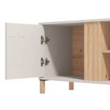 Mueble Mesa TV en Melamina Color Cashmere y Roble Artisan con 2 Puertas - Medidas 163,5x40x52 cm