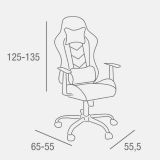 Silla de Oficina Ergonómica en Símil Piel Roja y Negra con Respaldo Alto, Sistema Hidráulico- Medidas 65x55/130x125,5/135,5 cm