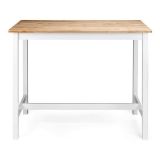 Mesa Alta de Madera Lacada en Blanco Mate con Tapa en Color Roble - Medidas 108x60x91 cm