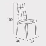 6 Sillas Tapizadas en Tela Beige con Asiento y Respaldo Acolchados, Patas Cromadas - Medidas 45x46x100 cm