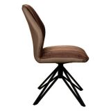 Pack de 2 Sillas con Respaldo y Asiento Tapizados en Tela Marron, Pata Metálica en Acabado Negro Mate, Medidas 62,5x52x93 cm