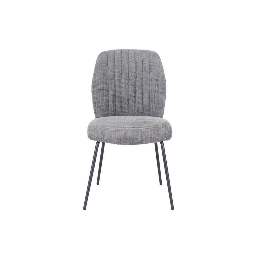 Pack de 2 Sillas Tapizadas en Tela Gris con Patas en Acabado Negro, Asiento y Respaldo Ergonómicos, Medidas 61x47x89 cm