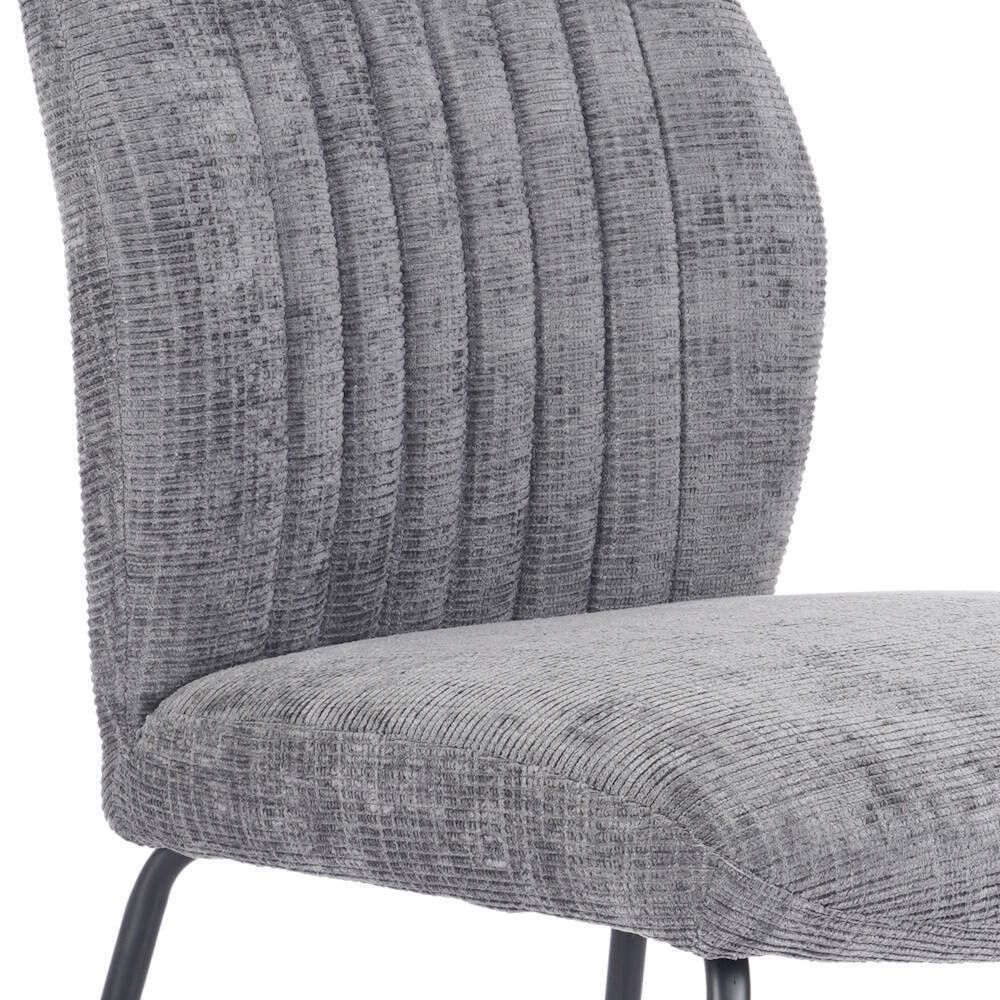 Pack de 2 Sillas Tapizadas en Tela Gris con Patas en Acabado Negro, Asiento y Respaldo Ergonómicos, Medidas 61x47x89 cm