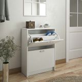 Zapatero Recibidor Blanco – Mueble Auxiliar Estrecho con 2 Puertas | Capacidad 12 Pares | 81,6 x 60 x 25 cm