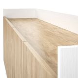 Mueble-Mesa Tv, Salón Comedor 4 Puertas, Armario Auxiliar Color Blanco y Roble, Medidas: 180x63x33,5 Cm