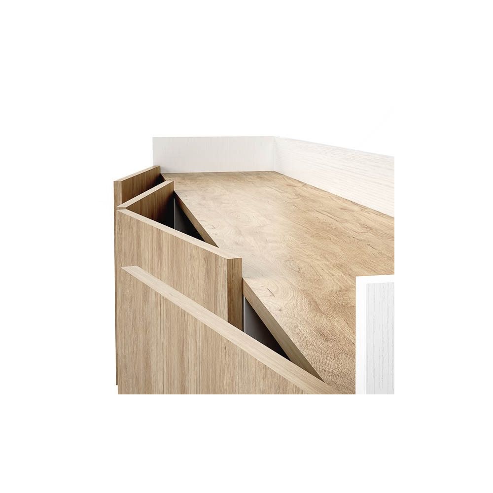 Mueble-Mesa Tv, Salón Comedor 4 Puertas, Armario Auxiliar Color Blanco y Roble, Medidas: 180x63x33,5 Cm