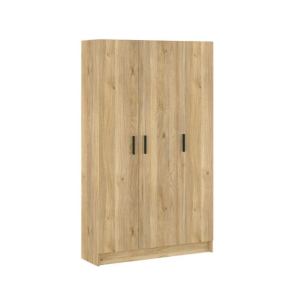 Mueble multiusos Armario Auxiliar Color Mauvella– 3 Puertas, 4 Baldas y Espacio para Escoba, Madera, Dimensiones 108x180x35 cm.