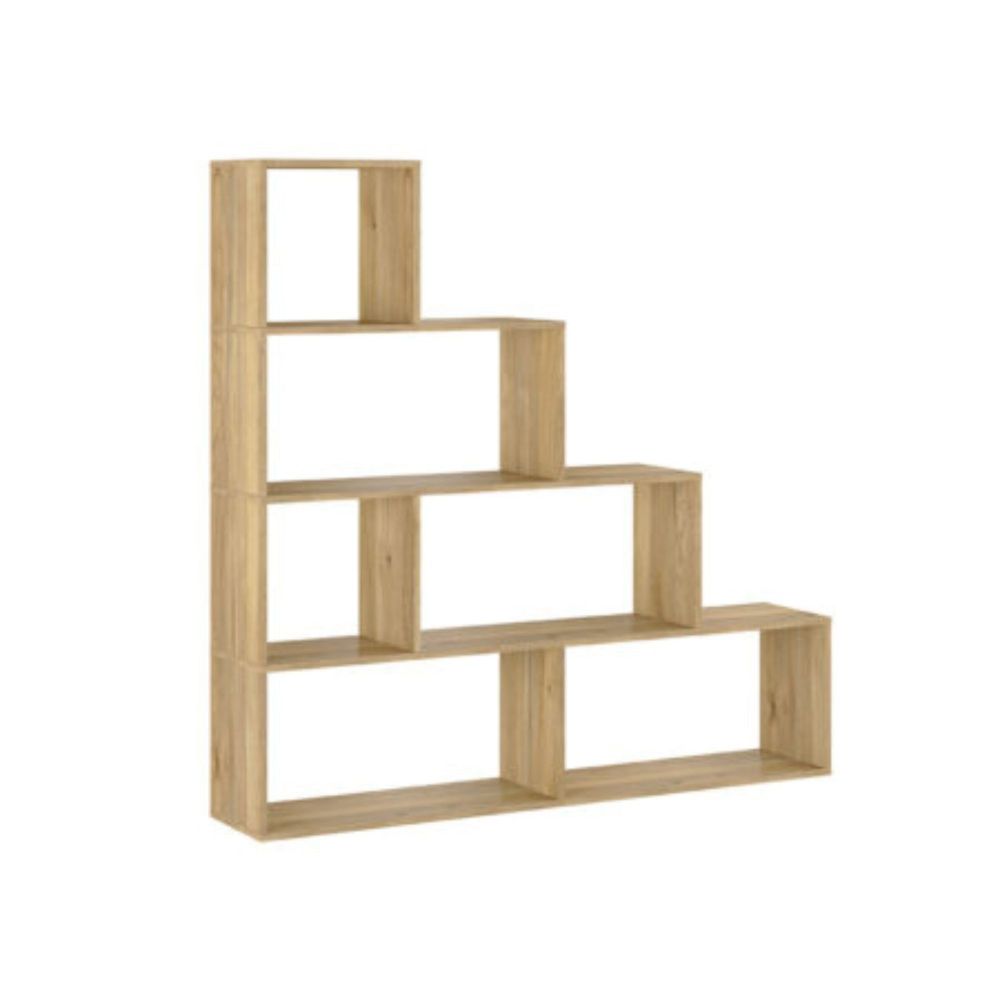 Meyvaser Librería Estantería con cuatro baldas Color Mauvella Tipo escalera de Madera 143,3x37,5-144,9x27,9 cm