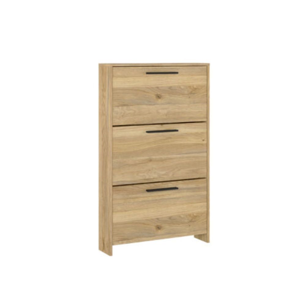 Zapatero con 3 Puertas, Mueble para Zapatos Estrecho en Color Mauvella, Medidas: 115 cm (Alto) x 68,5 cm (Ancho) x 17 cm (Fondo)