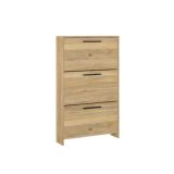 Zapatero con 3 Puertas, Mueble para Zapatos Estrecho en Color Mauvella, Medidas: 115 cm (Alto) x 68,5 cm (Ancho) x 17 cm (Fondo)