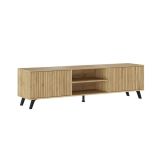 Mueble de TV + 2 Estantes, 2 Compartimentos y 2 Puertas,Mauvella - Rayas, 49cm(Alto)x 180cm (Ancho) x 40cm (Fondo)